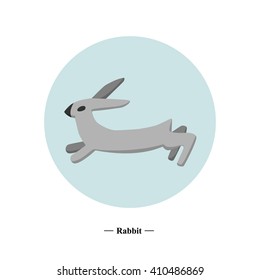 The symbol of the hare in style flat. Vector illustration