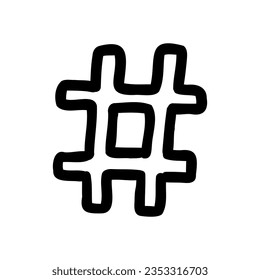 Symbol hash outline font in outline bubble style isolated on white background. For typography, font, lettering, logo, alphabet, education, abc, branding, presentation, signboard.