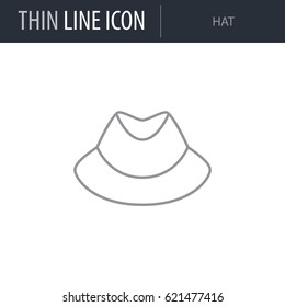 Symbol of Hat. Thin line Icon of Hipster. Stroke Pictogram Graphic for Web Design. Quality Outline Vector Symbol Concept. Premium Mono Linear Beautiful Plain Laconic Logo
