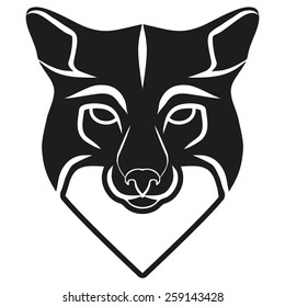 Symbol of head of the old fox. Mascot or logo for your design. Vector Illustration isolated on background.