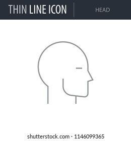 Symbol of Head. Thin line Icon of Multimedia. Stroke Pictogram Graphic for Web Design. Quality Outline Vector Symbol Concept. Premium Mono Linear Beautiful Laconic Logo