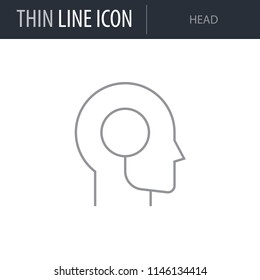 Symbol of Head. Thin line Icon of Multimedia. Stroke Pictogram Graphic for Web Design. Quality Outline Vector Symbol Concept. Premium Mono Linear Beautiful Plain Logo
