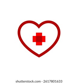 Symbol of health and care displayed as a heart with a medical cross, emphasizing compassion in healthcare environments