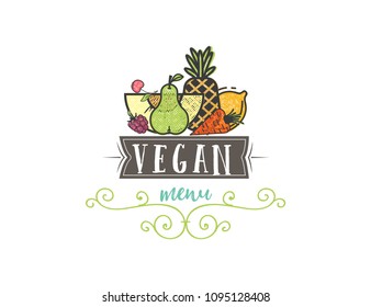 Symbol healthy cooking logo and organic food symbols for your salad bar or vegan menu.