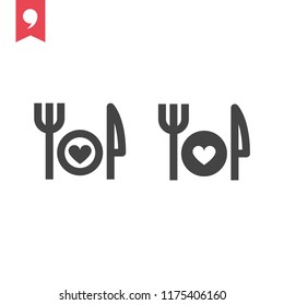 symbol healthy food heart spoon fork