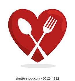 Symbol Healthy Food Heart Spoon Fork