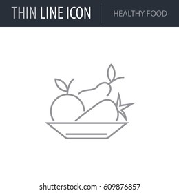 Symbol of Healthy Food. Thin line Icon of Diet. Stroke Pictogram Graphic for Web Design. Quality Outline Vector Symbol Concept. Premium Mono Linear Beautiful Plain Laconic Logo