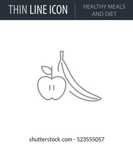 Symbol of Healthy Meals And Diet Thin line Icon of Fitness And Sport. Stroke Pictogram Graphic for Web Design. Quality Outline Vector Symbol Concept. Premium Mono Linear Beautiful Plain Laconic Logo