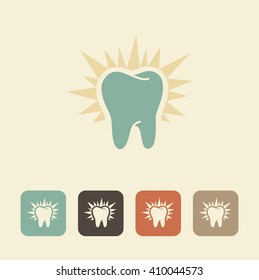 The symbol of healthy teeth. Shining silhouette