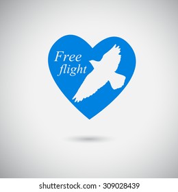 Symbol heart with bird. Vector