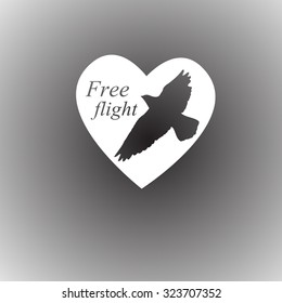 Symbol heart with bird. Vector