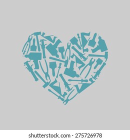 Symbol heart of carpentry tools. Logo for carpentry shop or mastreskoj tools. Vector illustration