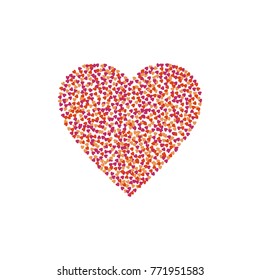 Symbol of the heart consisting of a multitude of multicolored hearts isolated on a white background. Picture for St. Valentine's Day