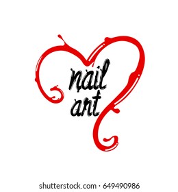 Symbol of a heart made of red nail polish.Vector icon.