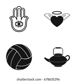 Symbol, heart and other web icon in black style. ball, teapot icons in set collection.