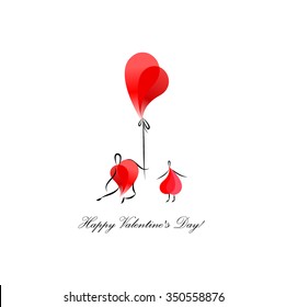 The symbol of the heart with people. Happy Valentine's Day. Vector