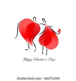 The symbol of the heart with people. Happy Valentine's Day. Vector