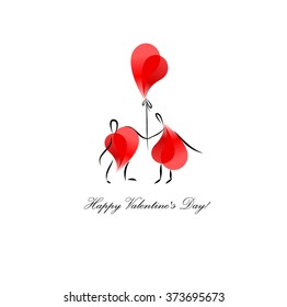 The symbol of the heart with people. Happy Valentine's Day. Vect