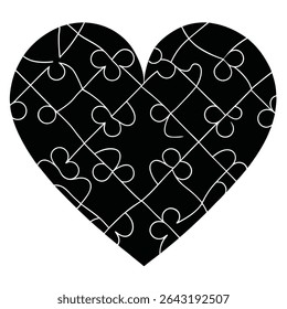 symbol heart puzzle isolated vector