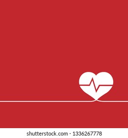 Coração de Símbolo com Plano de Fundo Vermelho, Ilustração de Vetor