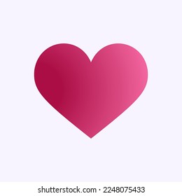 Symbol of Heart. Simple vector Icon. The classic symbol is universally used. Side lighting. The gradient of pink color.