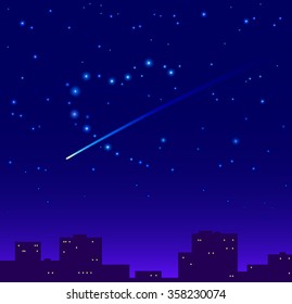 Symbol of heart from stars in the sky
