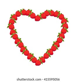 Symbol heart with strawberries, isolated vector