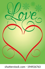 Symbol heart vector illustration with text Love and copy space for your writing