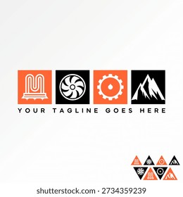 Symbol for heating copper iron, fan, gear, iceberg icon ecology temperature logo design graphic concept creative premium vector stock image top sell