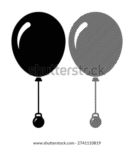 Symbol of heavy burden, light balloon carrying solid metal kettlebell, vector graphics