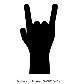 Símbolo heavy metal rock masculino mão gesto ícone preto cor vetor ilustração imagem plano estilo simples
