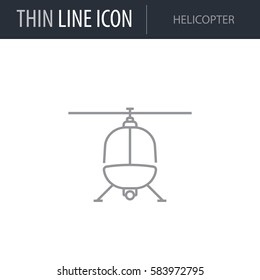 Symbol of Helicopter. Thin line Icon of Airline. Stroke Pictogram Graphic for Web Design. Quality Outline Vector Symbol Concept. Premium Mono Linear Beautiful Plain Laconic Logo