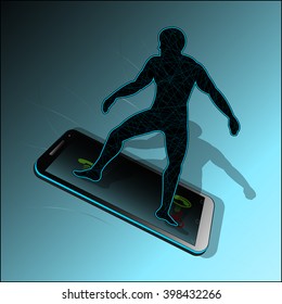 Symbol of high-speed, mobile communication between people. Vector illustration.