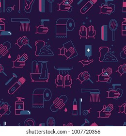 Symbol of Higiene Thin Line Seamless Pattern Background. Vector illustration