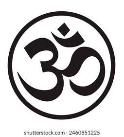 Symbol of hinduism. Om sign and symbol. Sign isolated on white background. Vector