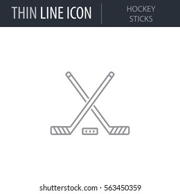 Symbol Hockey Sticks  Thin line Icon Sport Attributes  Stroke Pictogram Graphic for Web Design  Quality Outline Vector Symbol Concept  Premium Mono Linear Beautiful Plain Laconic Logo