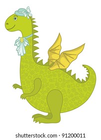 Symbol of holiday East New Years dragon - a woman in a hat with a jabot. Vector