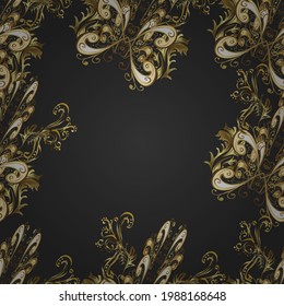 Symbol holiday, New Year celebration vector golden pattern. Golden snowflakes on beige, brown and gray colors. Christmas golden snowflake seamless pattern. Winter snow texture wallpaper.