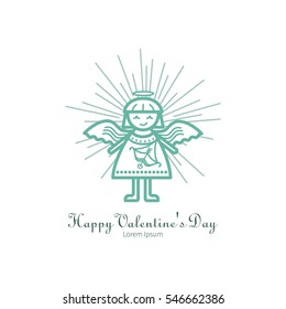 The symbol of the holiday Valentine's Day. Linear icon on isolated background. Suitable for a simple card or invitation design.