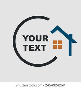 Símbolo de hogar como llave y texto - hogar. Símbolo de la casa de concepto Vector. Casa en color negro, aislado sobre fondo blanco.
