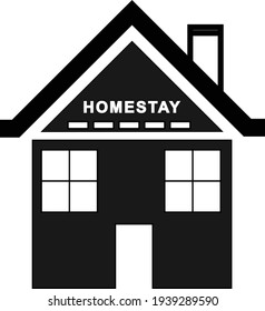 Symbol of homestay building in black and white color