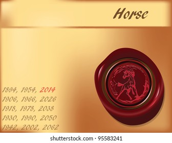 Symbol, the horse on the eastern calendar. Vector illustration.