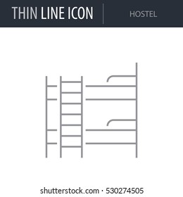 Symbol of Hostel. Thin line Icon of Icons Of City Elements. Stroke Pictogram Graphic for Web Design. Quality Outline Vector Symbol Concept. Premium Mono Linear Beautiful Plain Laconic Logo