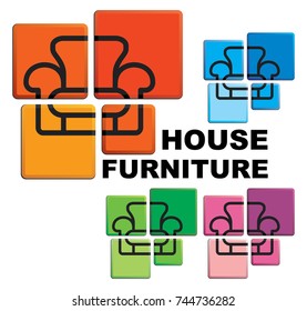 Symbol of house furniture on buttons. Vector illustration
