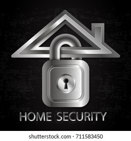 Symbol of house and lock for vector protection