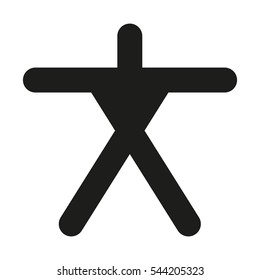 Symbol Of A Human Being Silhouette, Made Of Three Bars Of Same Length And A Fourth, But Shorter Bar. Black And White Pictogram Illustration, Isolated On White Background. Vector.