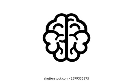 symbol of human brain  top view, black isolated silhouette