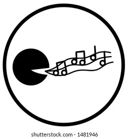 symbol with a human head icon singing with musical notes coming out of its mouth
