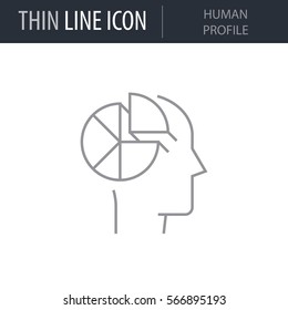 Symbol of Human Profile. Thin line Icon of Icons Of Human Features. Stroke Pictogram Graphic for Web Design. Quality Outline Vector Symbol Concept. Premium Mono Linear Beautiful Plain Laconic Logo