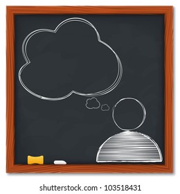 Symbol of human with speech bubble on blackboard, vector eps10 illustration